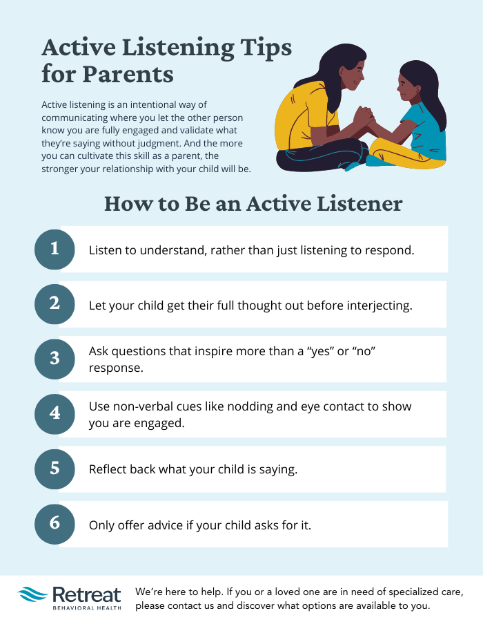 Active Listening Tips for Parents Infographic